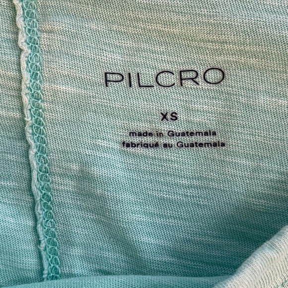 Pilcro Oversized Tee Shirt Green Cotton Slub Crew Neck High Low Hem Size XS - Picture 7 of 7